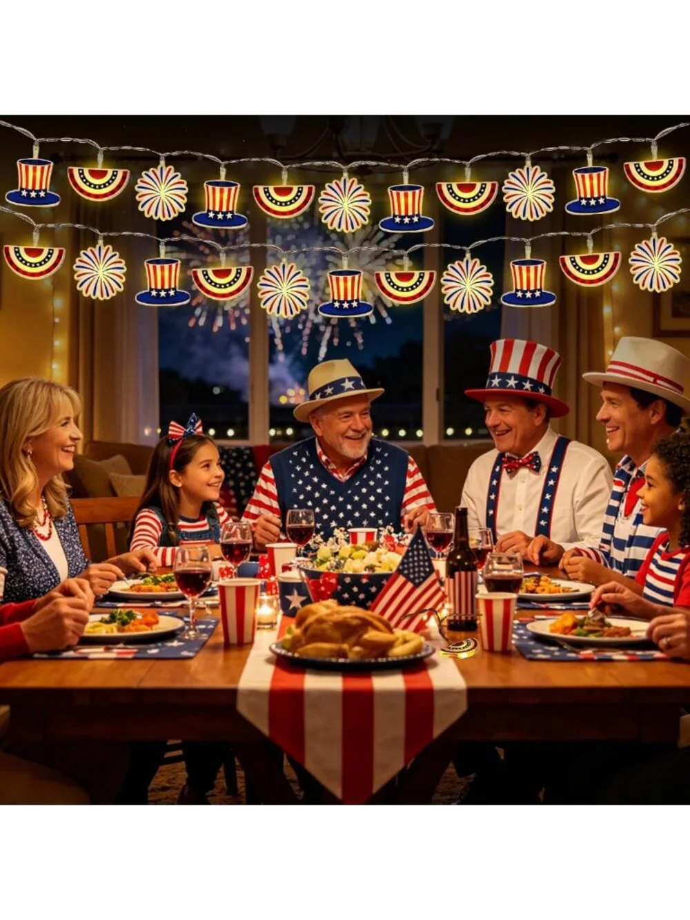 10FT Battery Operated 4th of July Lights | Patriotic Red, White & Blue Decor